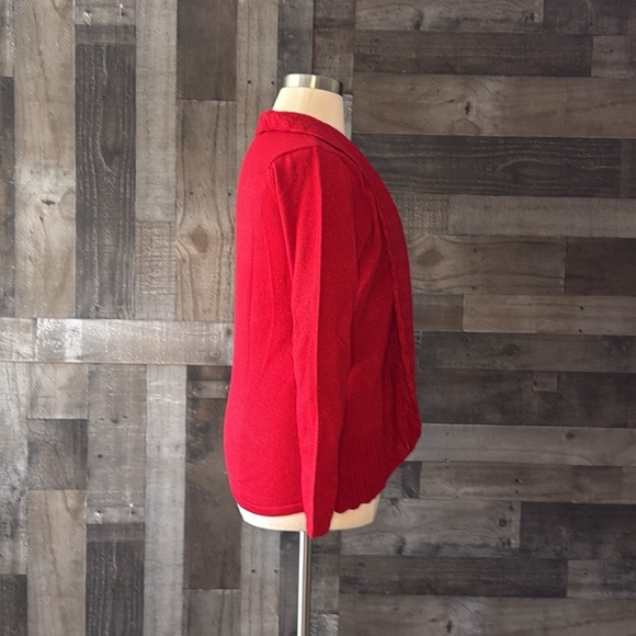 Briggs vintage red ruffle sweater medium sparkly Christmas holiday party winter - Picture 9 of 11